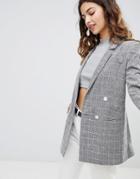 Miss Selfridge Checked Blazer - Gray