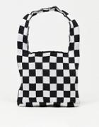 Asos Design Mini Knitted Tote Bag In Black And White Check-multi