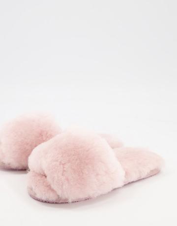 Sheepskin By Totes Open Toe Mule Slippers In Rose-pink