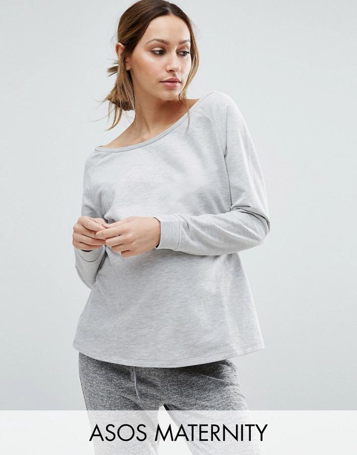 Asos Maternity Lounge Longline Off Shoulder Sweat - Gray