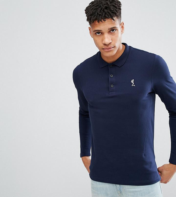 Religion Tall Long Sleeve Pique Polo - Navy