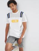 Asos Longline T-shirt With Mesh Panels And Towelling Number - White