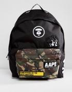 Aape By A Bathing Ape Backpack With Camo Logo Pocket - Black