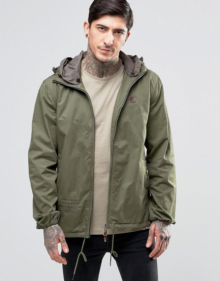 Pretty Green Jacket With Hood In Khaki - Green