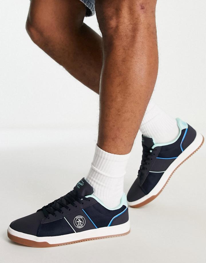 Original Penguin Lace Up Logo Sneakers In Navy
