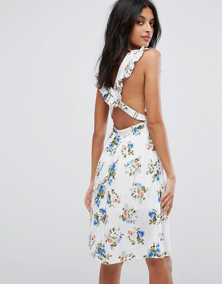 Unique21 Cross Back Printed Skater Dress - Multi