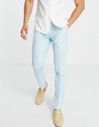 Asos Design Wedding Skinny Suit Pants In Ice Blue-blues