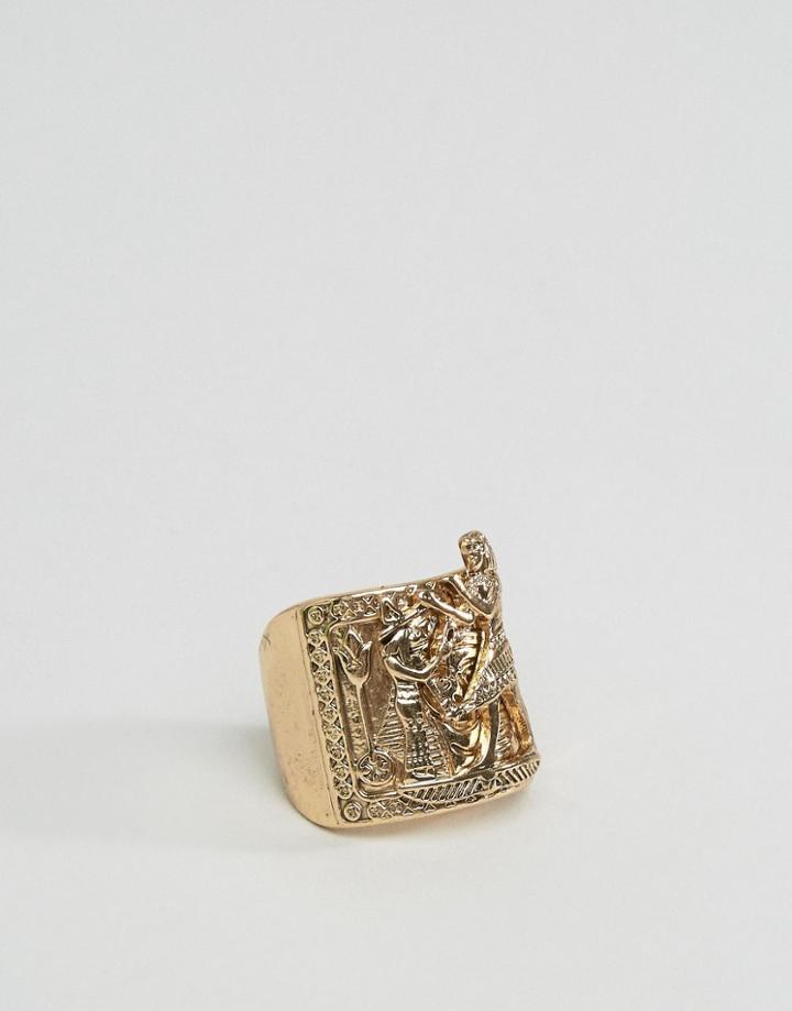 Asos Egyptian Design Ring In Gold - Gold