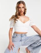 Parisian Broderie Crop Top In White - Part Of A Set