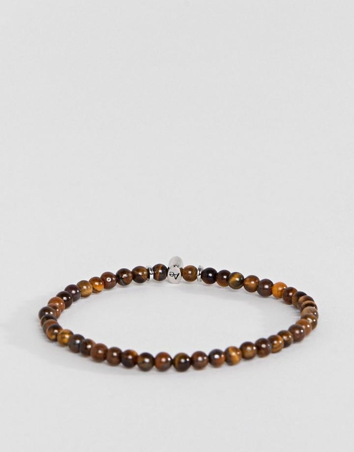 Aetherston Tigers Eye Beaded Bracelet - Brown