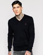Fred Perry Sweater With V Neck - Navy