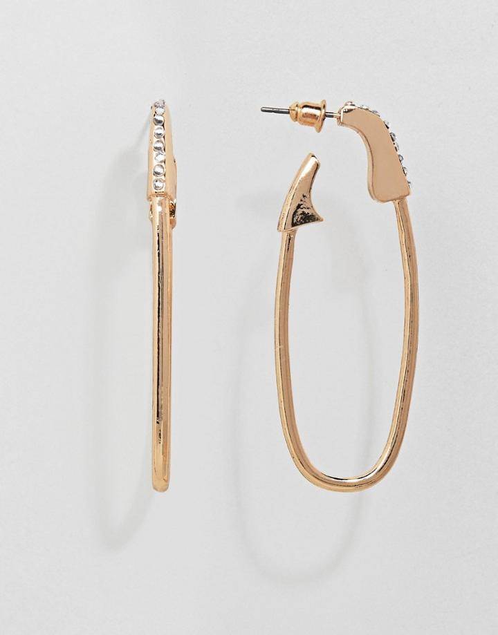 Steve Madden Gold Drop Safety Pin Earrings - Gold