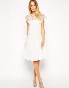 Asos 3d Lace Peplum Dress - White