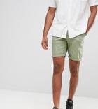 Asos Design Tall Slim Chino Shorts In Sage Green - Green