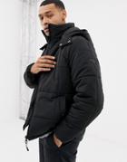 Esprit Lightweight Zip Through Hooded Puffer Jacket-black
