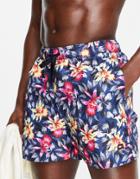 Tommy Hilfiger Swim Shorts In Floral Print-navy