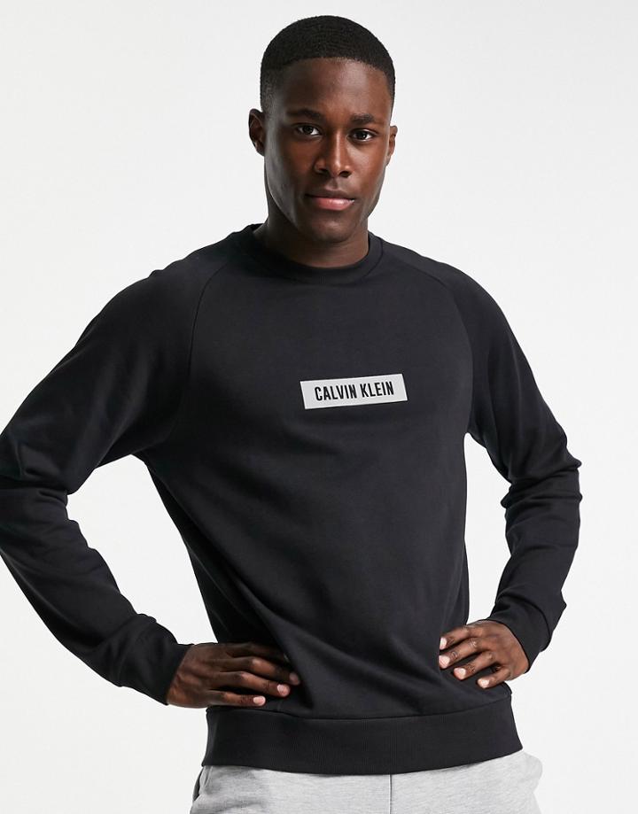 Calvin Klein Reflective Box Logo Sweatshirt In Ck Black
