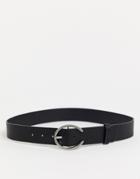 Glamorous Minimal Silver Buckle Belt-black