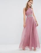 Little Mistress Cross Front Embellished Maxi Dress - Pink