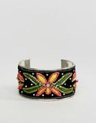 New Look Embroidered Cuff Bracelet - Black