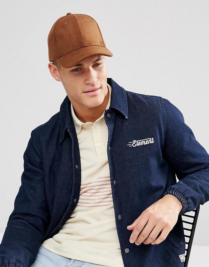 Asos Baseball Cap In Tobacco Melton - Yellow