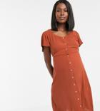 Mamalicous Maternity Button Front Smock Mini Dress - Orange