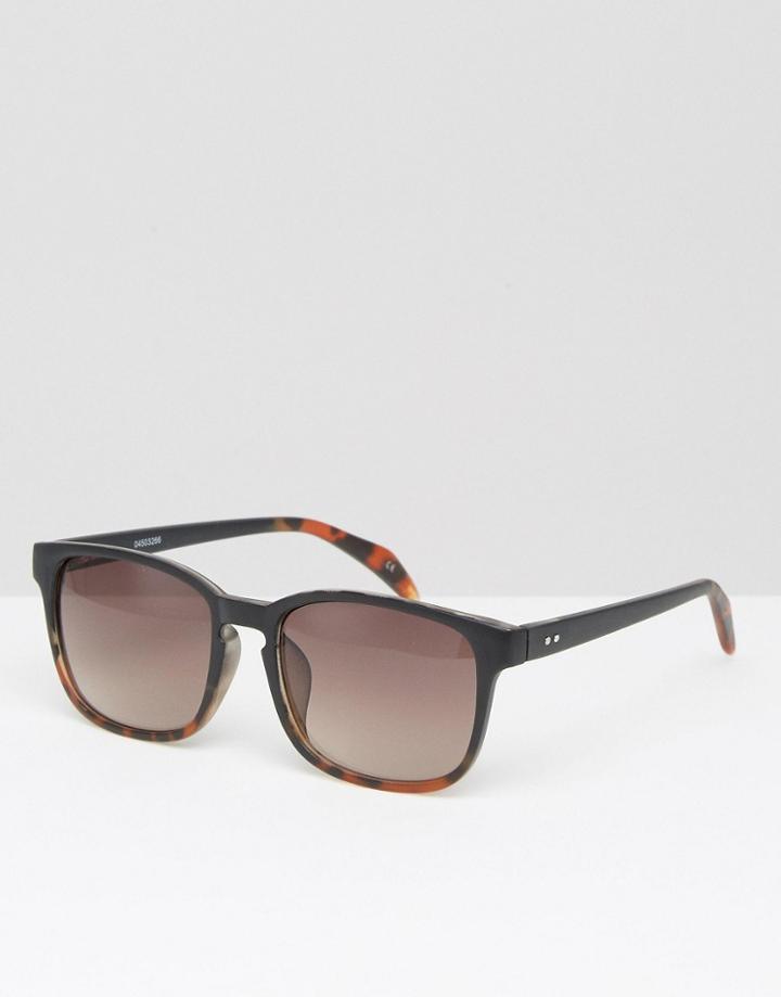 Asos Square Sunglasses In Black And Tort - Brown