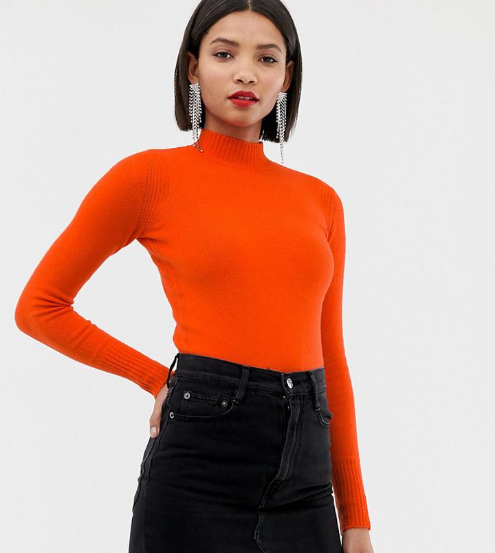 River Island High Neck Lightweight Sweater In Orange - Orange