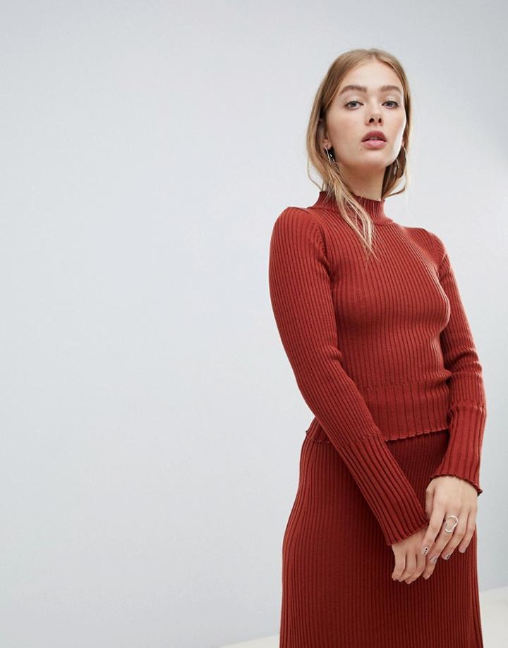Asos Design Two-piece Lettuce Trim Sweater - Red