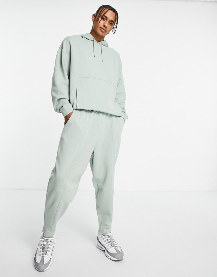 Asos Design Oversized Sweatpants With Panel Detail In Washed Green - Part Of A Set