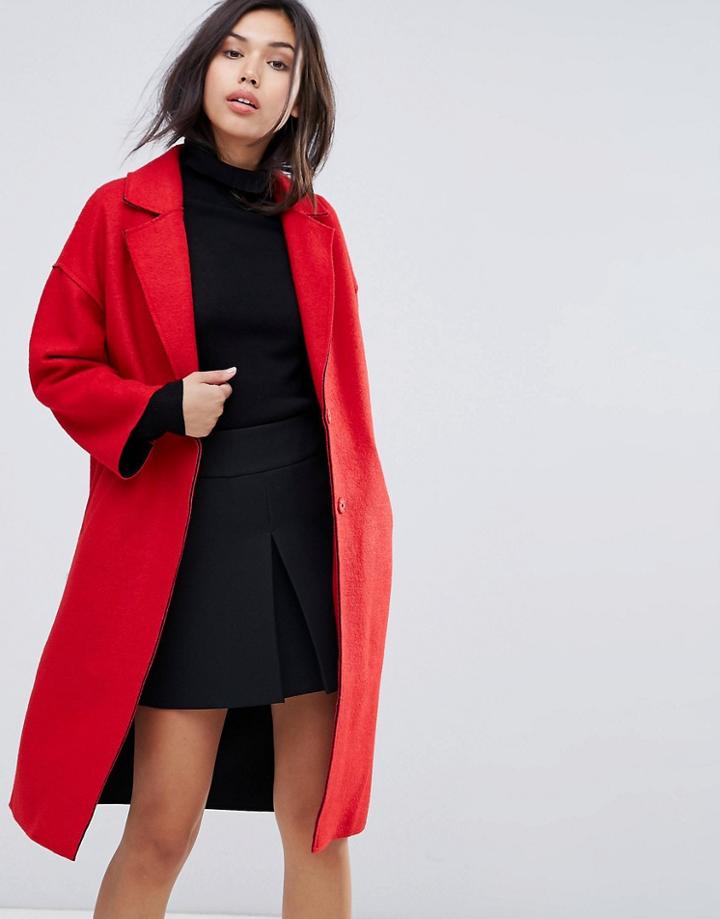 Warehouse Drop Shoulder Bonded Swing Coat - Red