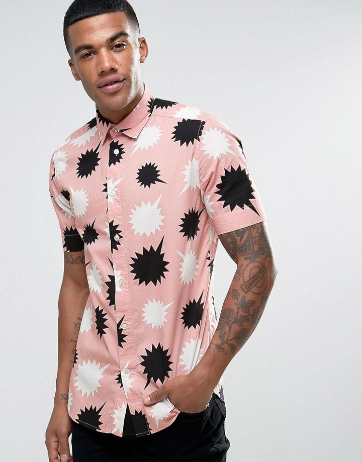 Diesel S-willie Speech Bubble Print Shirt Short Sleeve - Pink
