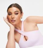 South Beach Rib Halter Neck Crop Top With Keyhole In Lilac-purple