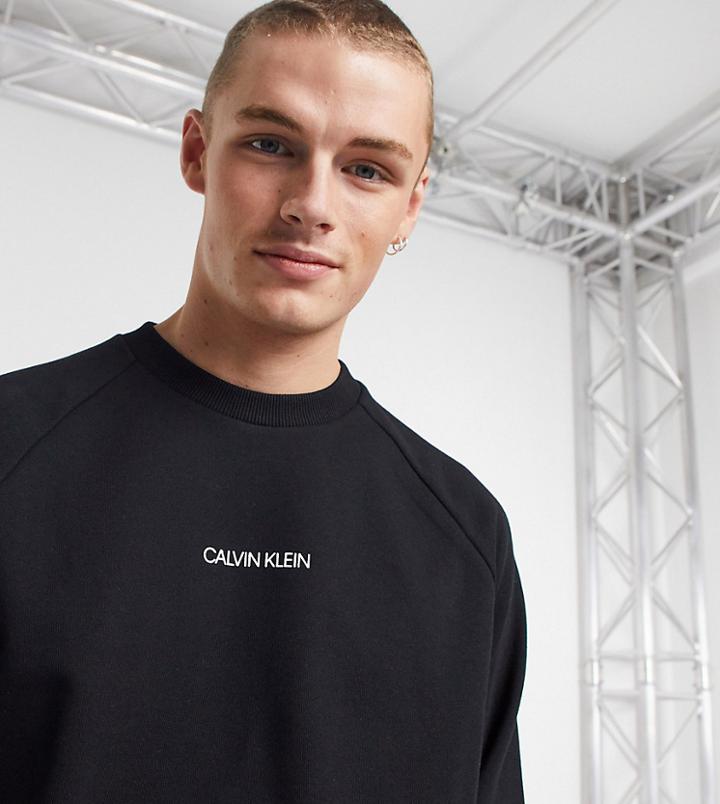 Calvin Klein Exclusive To Asos Central Front And Vertical Back Logo Sweatshirt In Ck Black