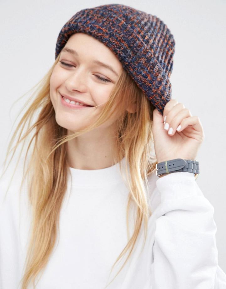 Asos Twist Knit Chunky Beanie - Navy