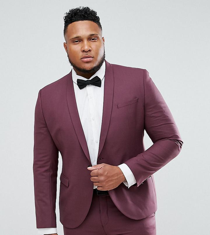 Noose & Monkey Plus Skinny Suit Jacket - Red