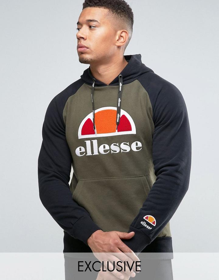 Ellesse Raglan Hoodie With Large Logo - Green