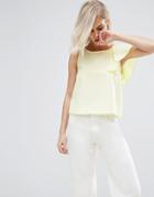Pull & Bear Frill One Shoulder Crop Top - Yellow