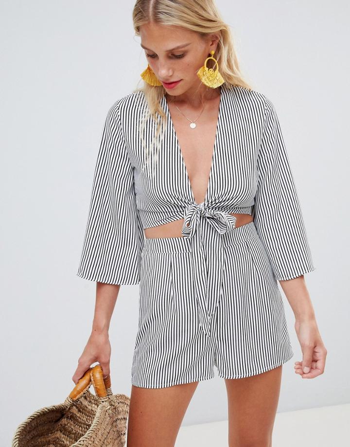 Glamorous Shirt & Short Beach Two-piece In Stripe