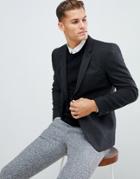 Asos Design Skinny Blazer In Charcoal Wool Mix - Gray