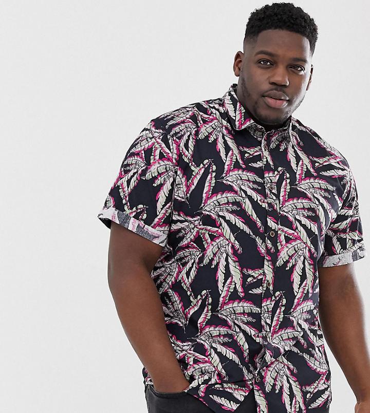 Only & Sons Regular Fit Poplin Shirt In Floral Print - Black