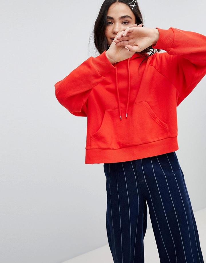 Monki Cropped Hoodie - Red