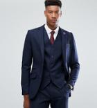 Gianni Feraud Tall Slim Fit Navy Herringbone Suit Jacket - Navy