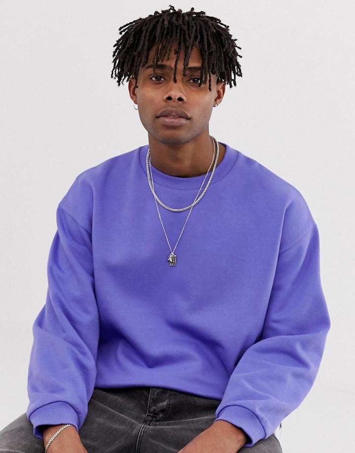 Asos Design Oversized Longline Sweatshirt In Blue - Beige