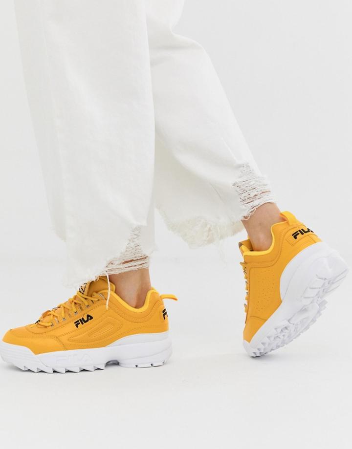 Fila Yellow Disruptor Ii Premium Sneakers - Black