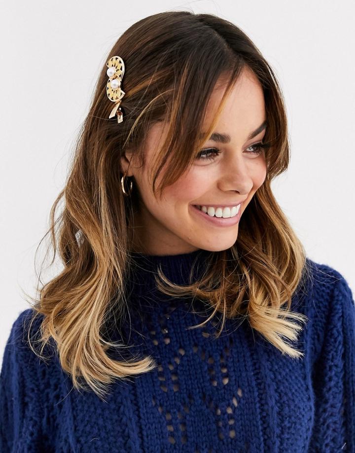 Asos Design Double Pearl Hair Slide