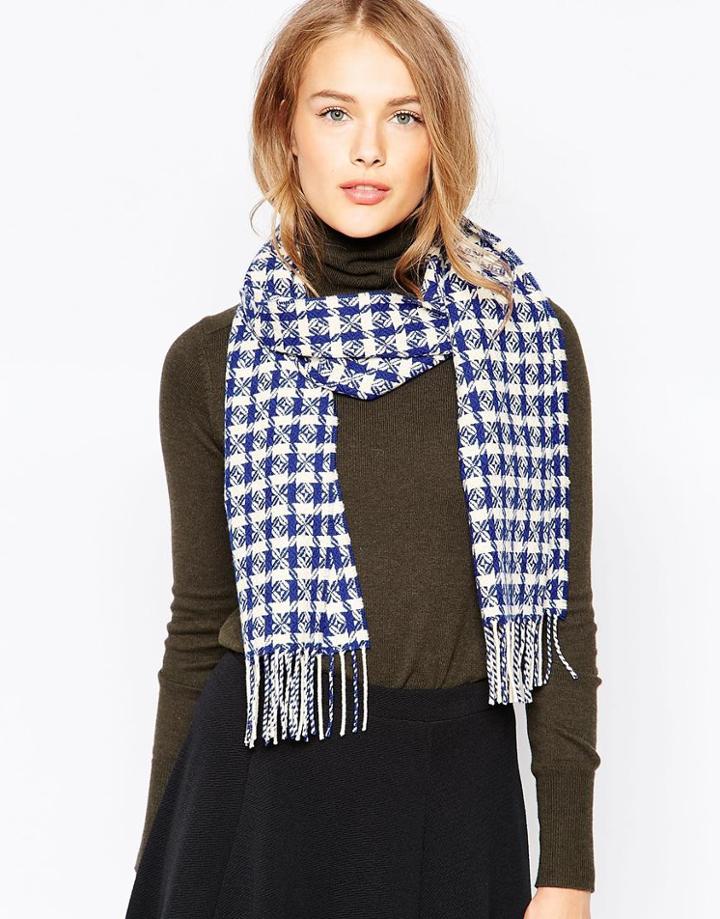 Johnstons Alpine Graphic Cashmere Scarf - Blue
