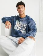 Topman Oversized Washed Sweatshirt With Utopia 94 Print In Blue-blues