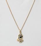 Asos Design Gold Plated Sterling Silver Vintage Style Praying Hands Necklace - Gold