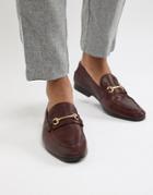 Asos Design Loafers In Burgundy Leather With Snaffle Detail - Red